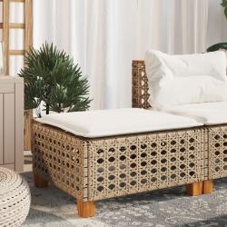 Tabouret de et coussin beige 63,5x56x32cm r&eacute;sine tress&eacute;e