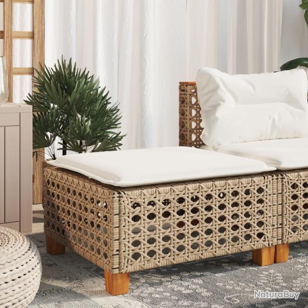 Tabouret de et coussin beige 63,5x56x32cm r�sine tress�e