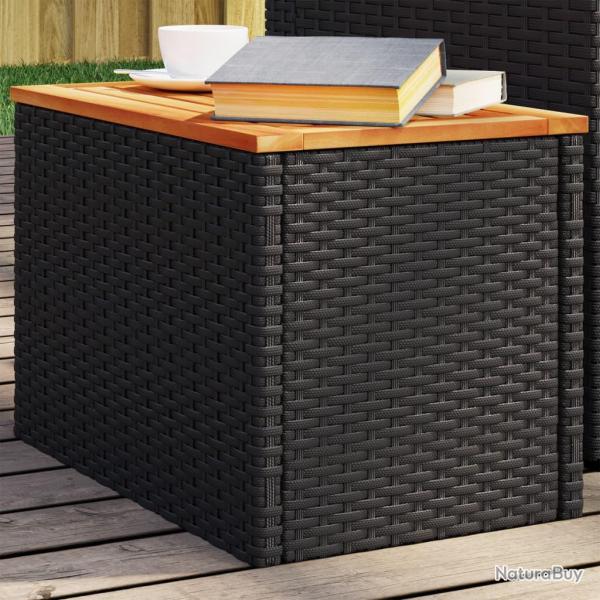 Tables d'appoint 2pcs noir 55x34x37 cm rotin bois massif