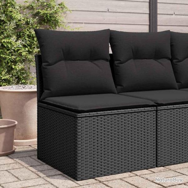Chaise de sans accoudoirs avec coussins en polyrotin noir