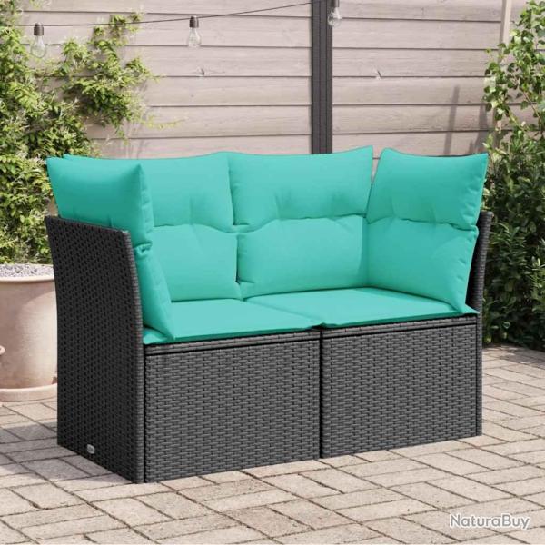 Canap� de avec coussins 2 places noir r�sine tress�e