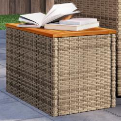 Tables d'appoint de 2 pcs beige rotin bois massif