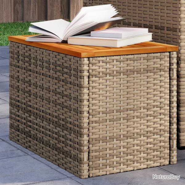 Tables d'appoint de 2 pcs beige rotin bois massif