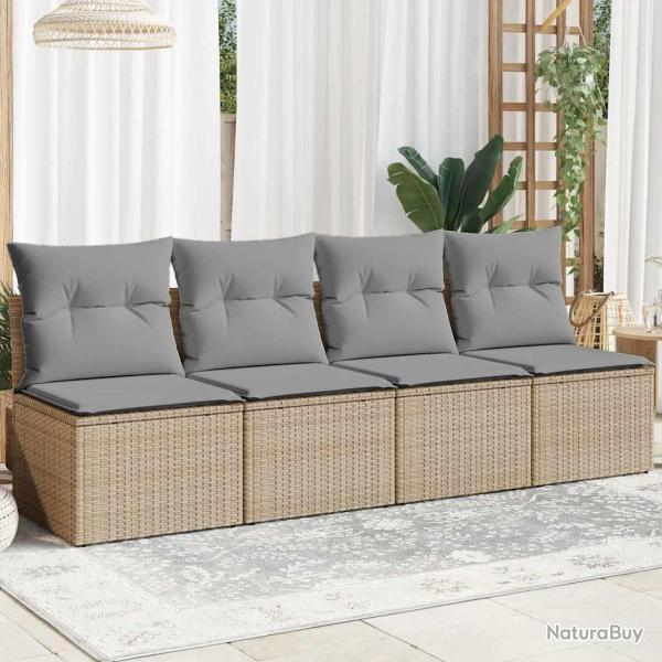 Canap� de avec coussins 4 places beige r�sine tress�e