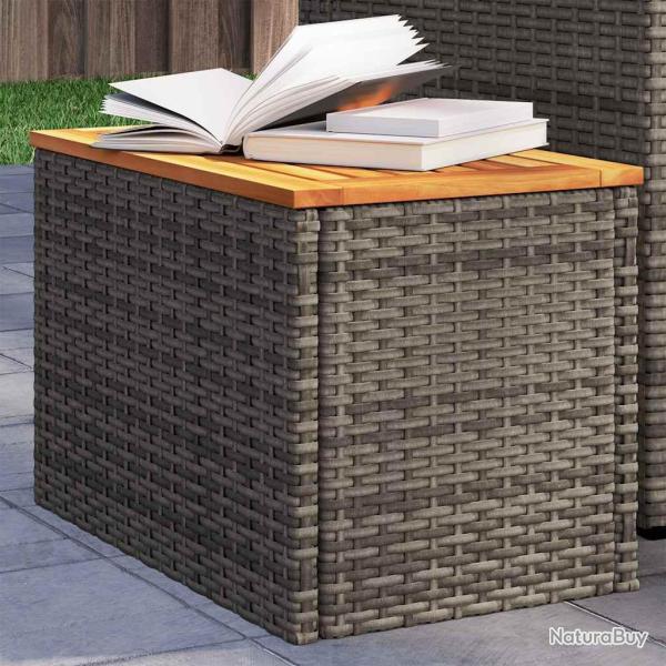 Tables d'appoint de 2 pcs gris rotin bois massif