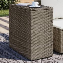 Table d'appoint de avec dessus en verre gris rotin