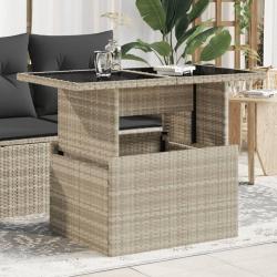 Table de dessus en verre gris clair 100x55x73 cm rotin