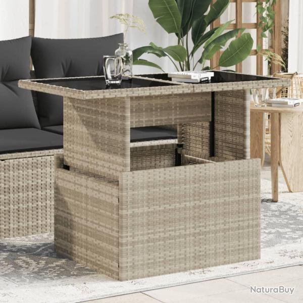 Table de dessus en verre gris clair 100x55x73 cm rotin