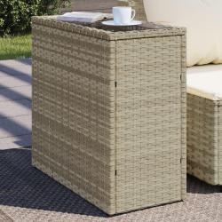 Table d'appoint de avec dessus en verre gris clair rotin