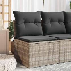 Chaise de sans accoudoirs avec coussins gris clair rotin
