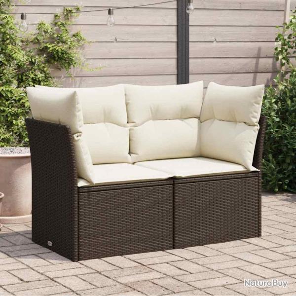 Canap� de avec coussins 2 places marron r�sine tress�e