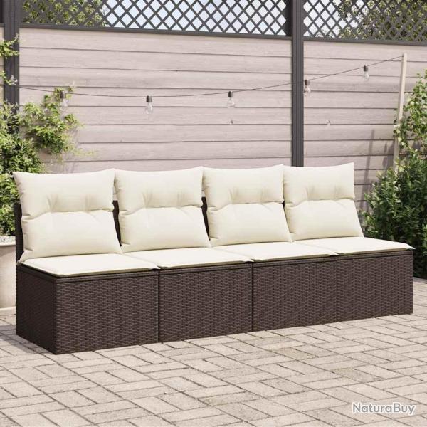 Canap� de avec coussins 4 places marron r�sine tress�e
