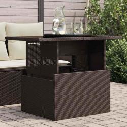 Table de dessus en verre marron 100x55x73 cm poly rotin