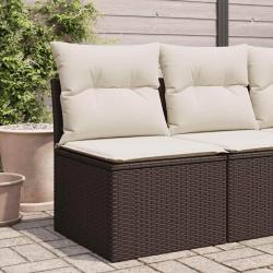 Chaise de sans accoudoirs avec coussins marron rotin