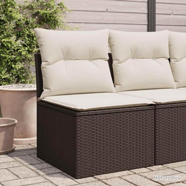 Chaise de sans accoudoirs avec coussins marron rotin