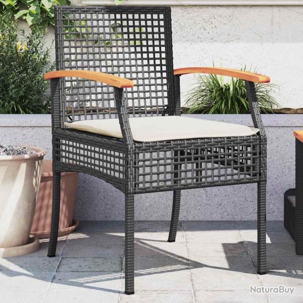Chaises de coussins lot de 2 noir r�sine tress�e acacia