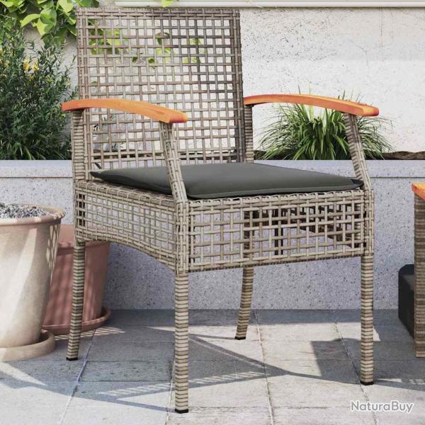 Chaises de coussins lot de 2 gris r�sine tress�e acacia
