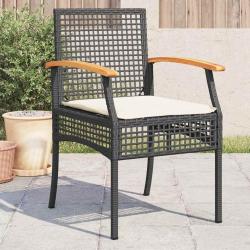 Chaises de coussins lot de 4 noir r&eacute;sine tress&eacute;e acacia