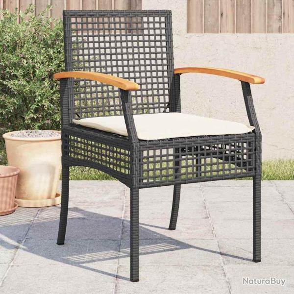 Chaises de coussins lot de 4 noir r�sine tress�e acacia