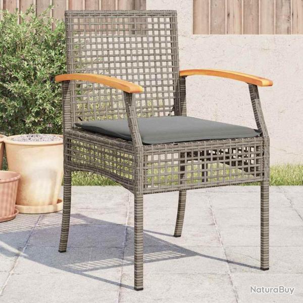 Chaises de coussins lot de 4 gris r�sine tress�e acacia