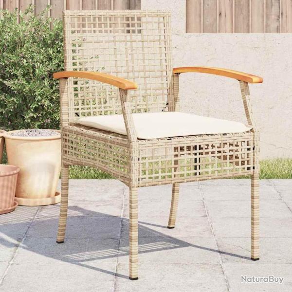 Chaises de coussins lot de 4 beige r�sine tress�e acacia