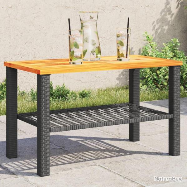 Table de noir 70x38x42 cm r�sine tress�e et bois acacia