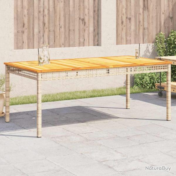 Table de beige 180x90x75 cm r�sine tress�e et acacia