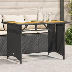 Table de et dessus en bois noir 110x68x70 cm poly rotin