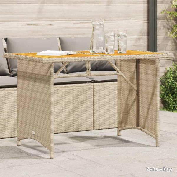 Table de avec dessus en bois noir 110x68x70 cm rotin