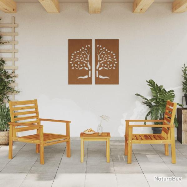 Fauteuil de lot de 2 66,5x65x81 cm bois massif d'acacia