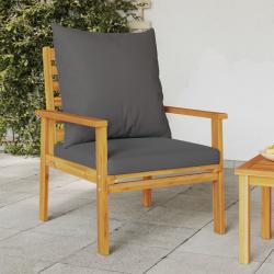 Lot de 2 fauteuils avec coussin en bois massif d'acacia pour le jardin