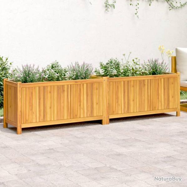 Jardini�re avec doublure 199x38,5x50 cm bois massif d'acacia