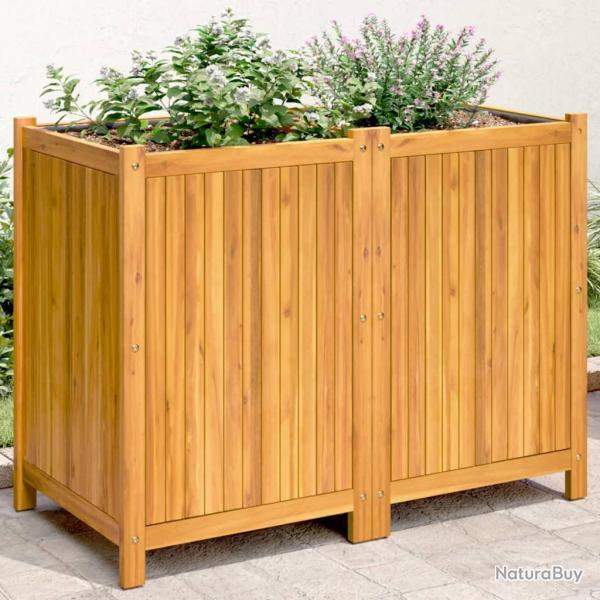 Jardini�re avec doublure 100x50x75 cm bois massif d'acacia