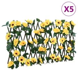 Treillis de lierre artificiel extensible 5 pcs jaune 180x20 cm
