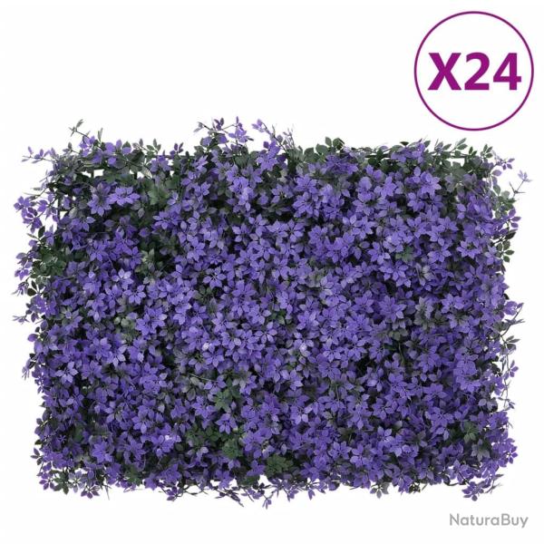 Cl�ture � feuilles artificielles 24 pcs violet 40x60 cm