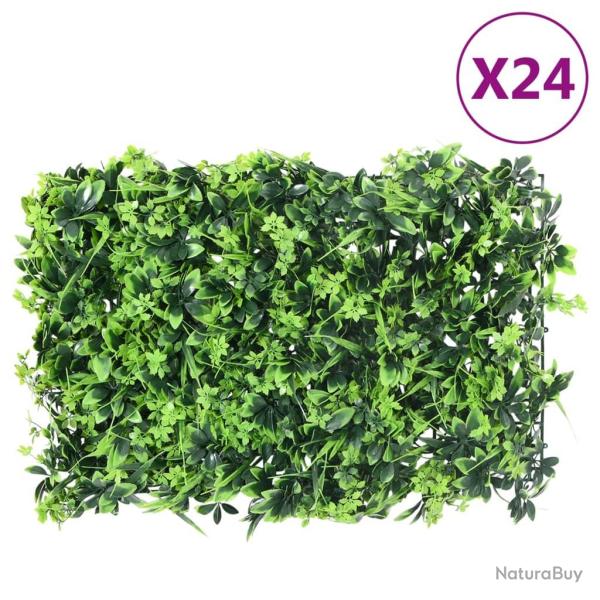 Cl�ture � feuilles artificielles 24 pcs vert 40x60 cm