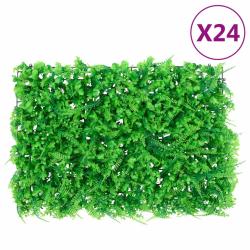Cl&ocirc;ture feuilles de foug&egrave;re artificielles 24 pcs vert 40x60 cm