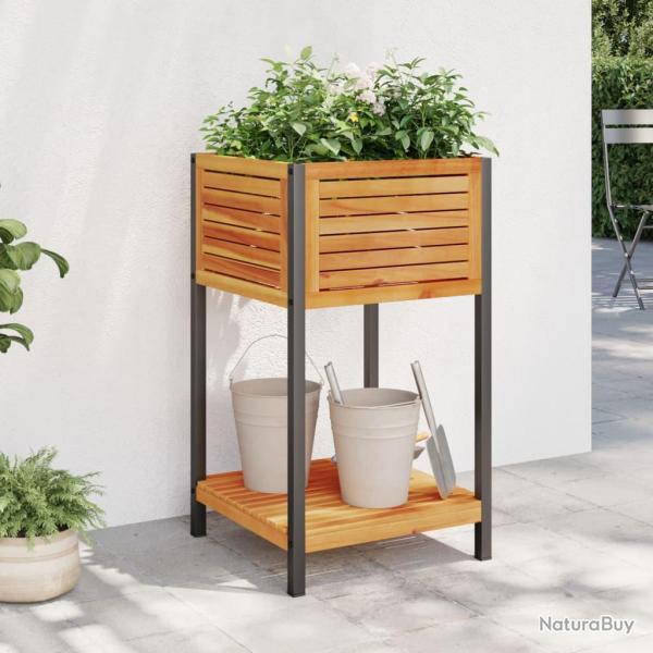 Jardini�re et �tag�re 45x45x80 cm bois massif d'acacia et acier