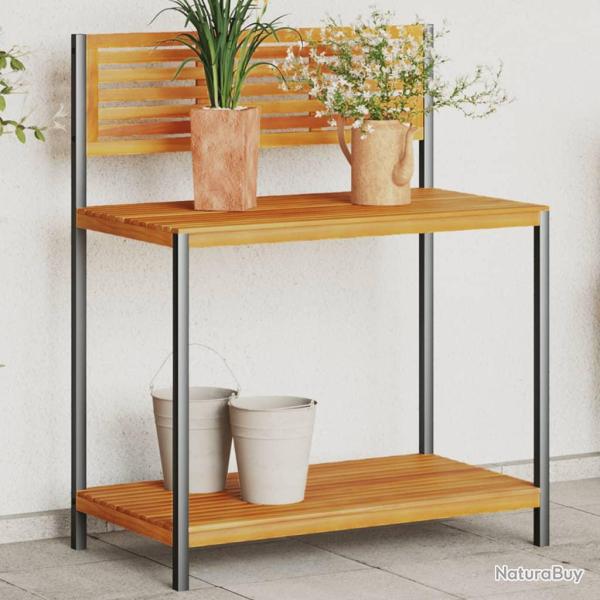 Table de travail de bois d'acacia solide et acier