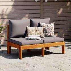 Canap&eacute; de sans accoudoirs coussins 2 places bois acacia
