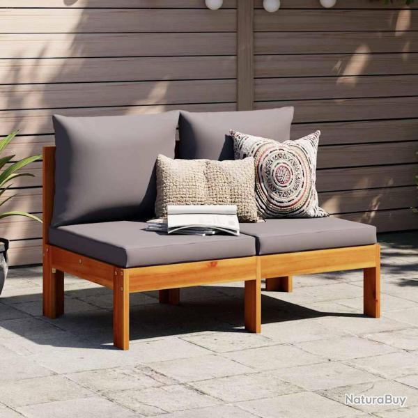 Canap� de sans accoudoirs coussins 2 places bois acacia