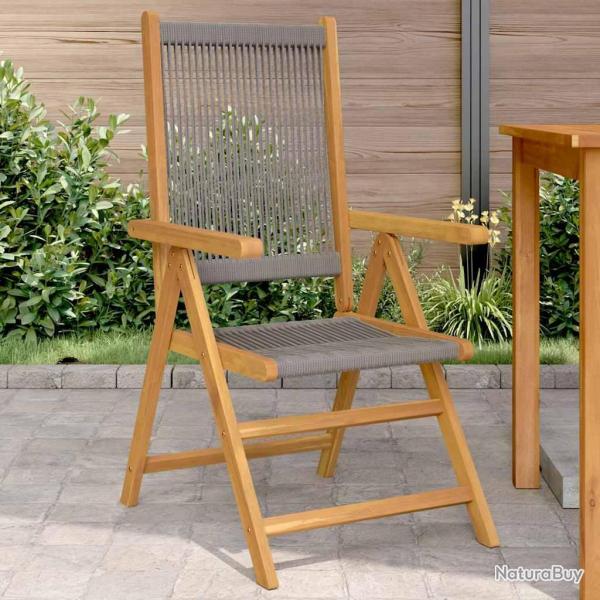 Chaises pliantes, 2 pi�ces, en bois massif d'acacia gris et polypropyl�ne, pour la cuisine