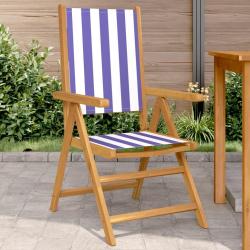 Chaises de lot de 2 bleu/blanc bois acacia massif tissu
