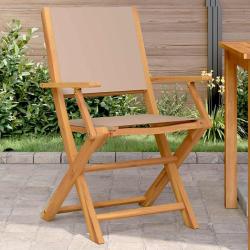 Chaises de lot de 2 taupe bois d'acacia massif et tissu