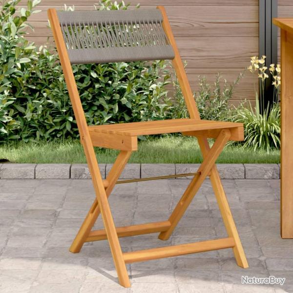 Chaises de bistrot lot de 2 gris bois d'acacia et corde