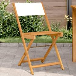 Chaises de bistrot lot de 2 blanc cr&egrave;me bois acacia et tissu