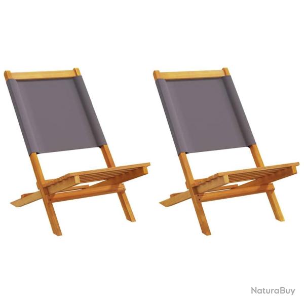 Chaises de lot de 2 anthracite bois acacia massif tissu