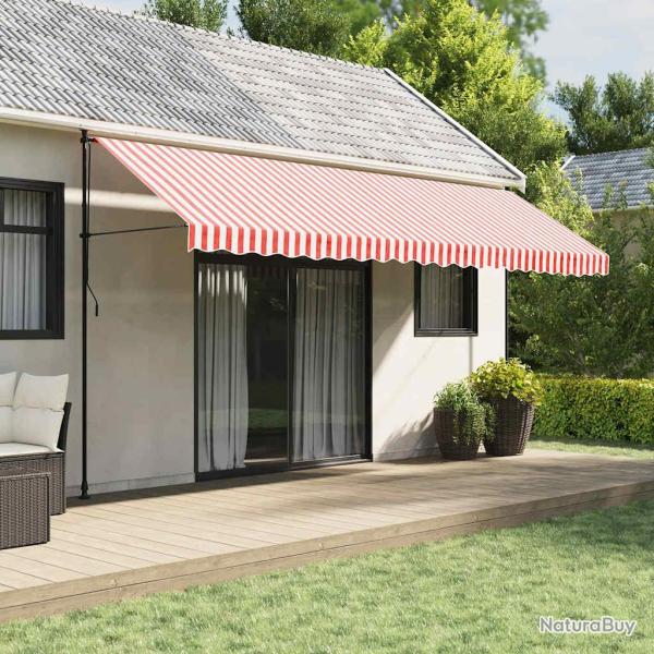 Tissu de remplacement pour auvent rouge et blanc 5x3,5 m polyester
