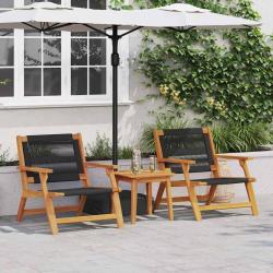 Chaise de D&eacute;tente de 2 pcs Noir Bois d'Acacia Massif