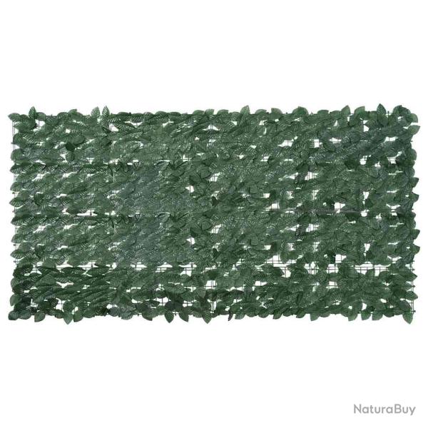 �cran de balcon avec feuilles vert fonc� 200x100 cm